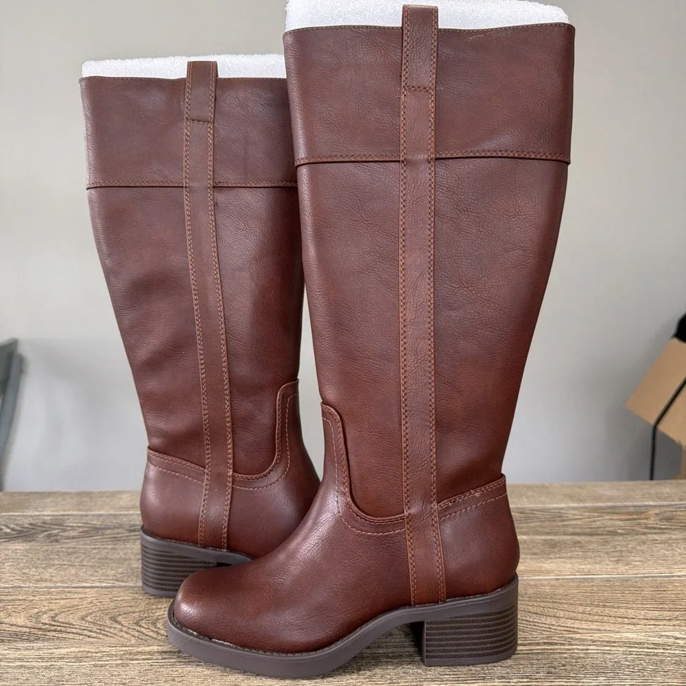 Undr8ed Women's Brown Knee High Riding Boots Size 7.5